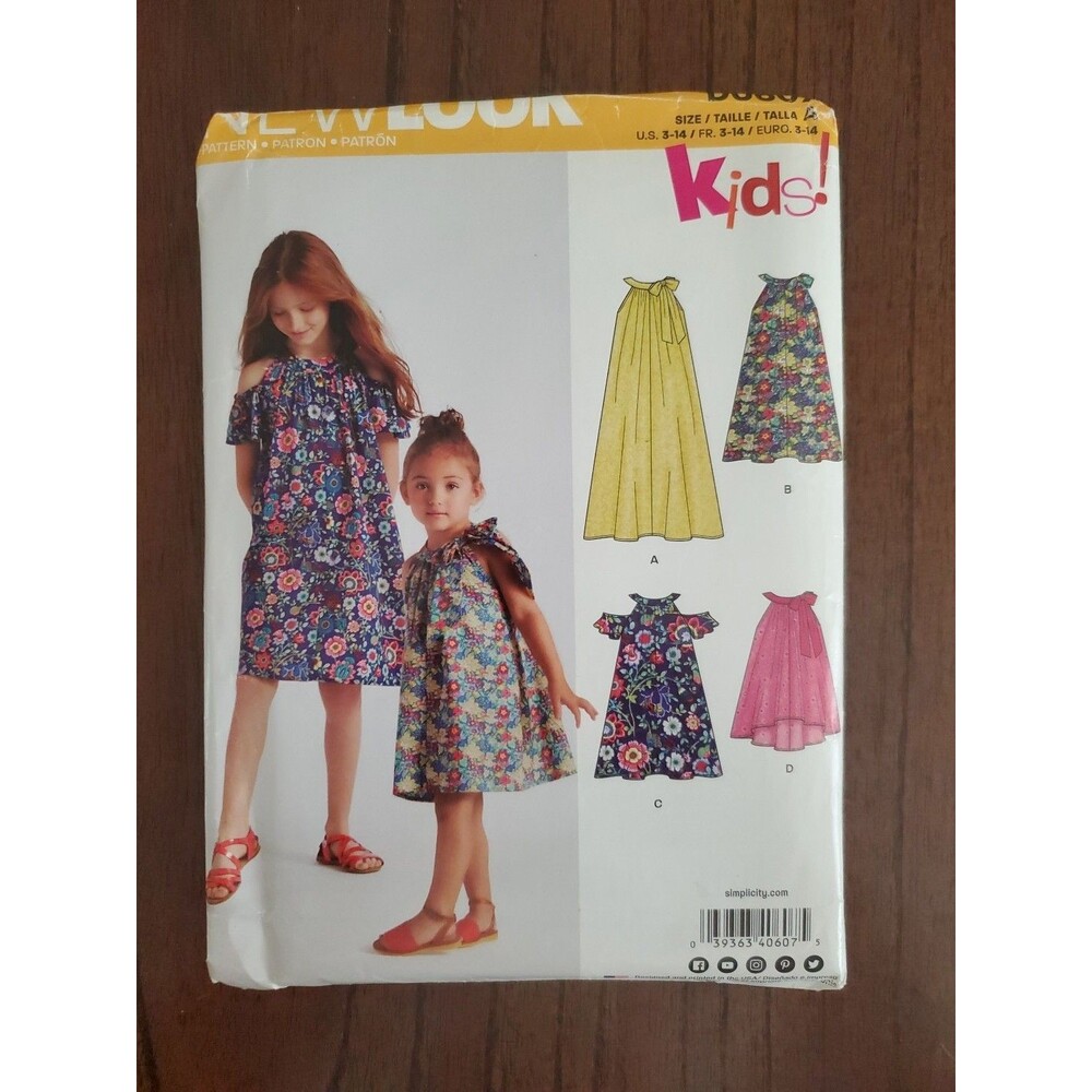 NEW LOOK #D0607 Child's & Girls' SUMMER DRESS Sz 3-14 FF Sewing Pattern Uncut